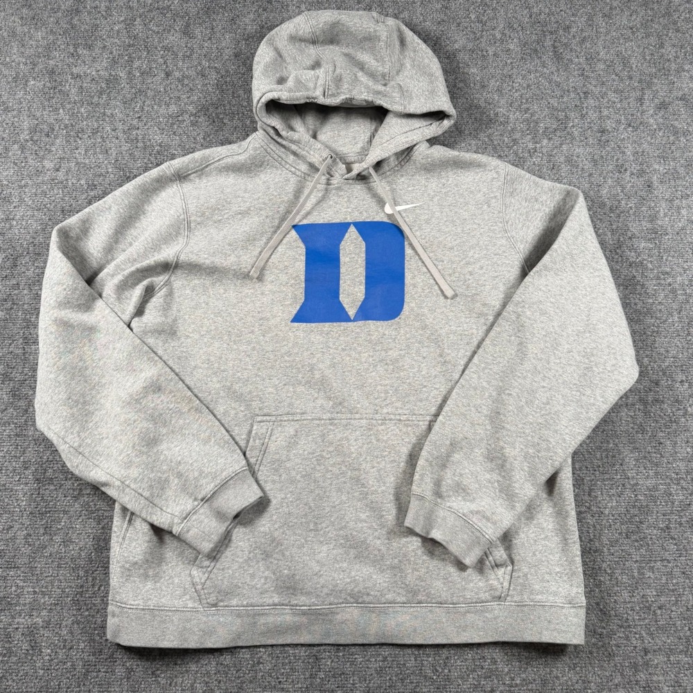Nike Hoodie Mens XL Gray Duke Blue Devils Fleece Pullover Swoosh Logo NCAA